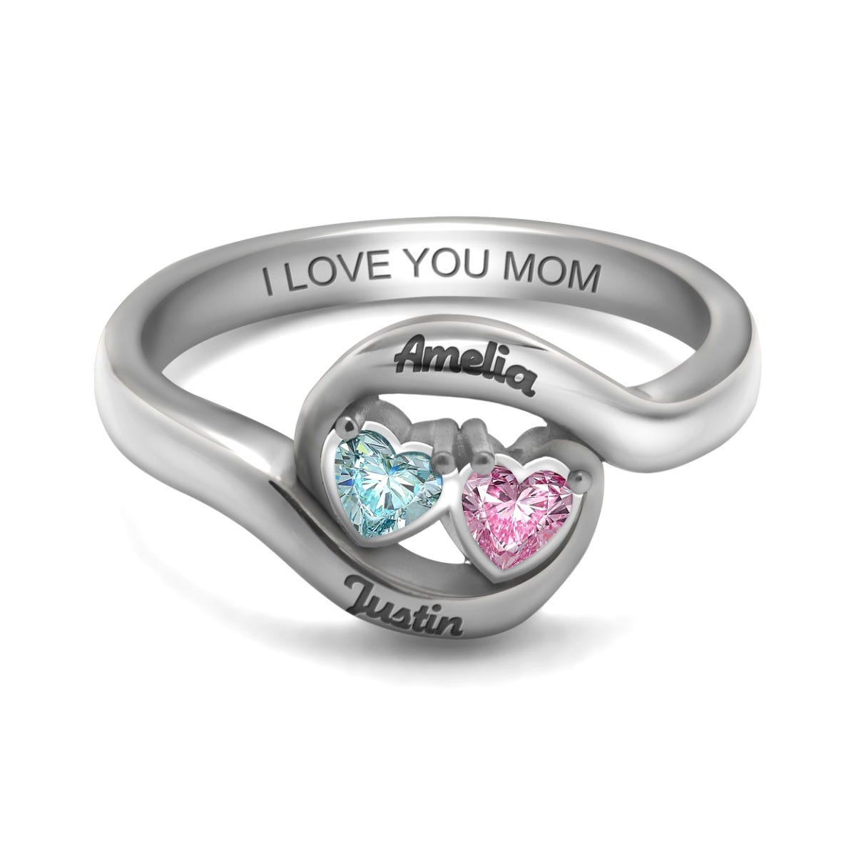 Double Heart Mother's Ring