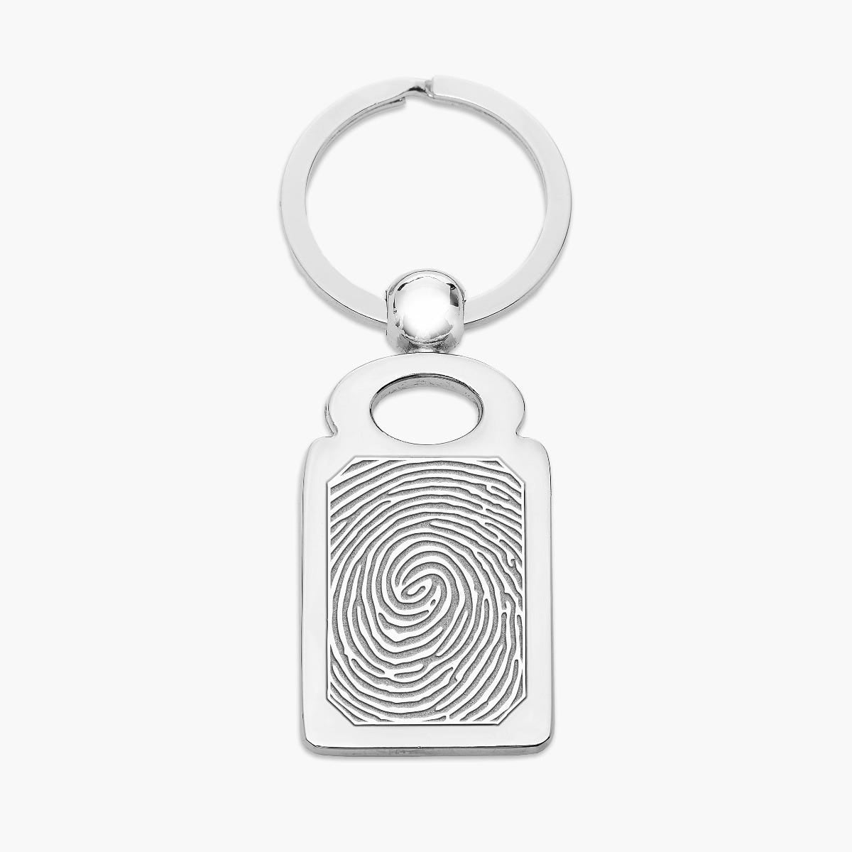 Stainless Steel Custom Fingerprint Rectangle Keychain