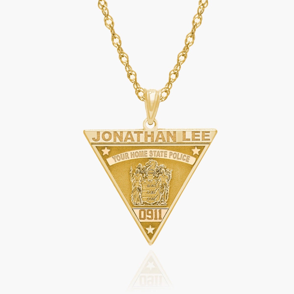 Personalized Triangle Shape State Police Badge with Your Name & Badge Number
