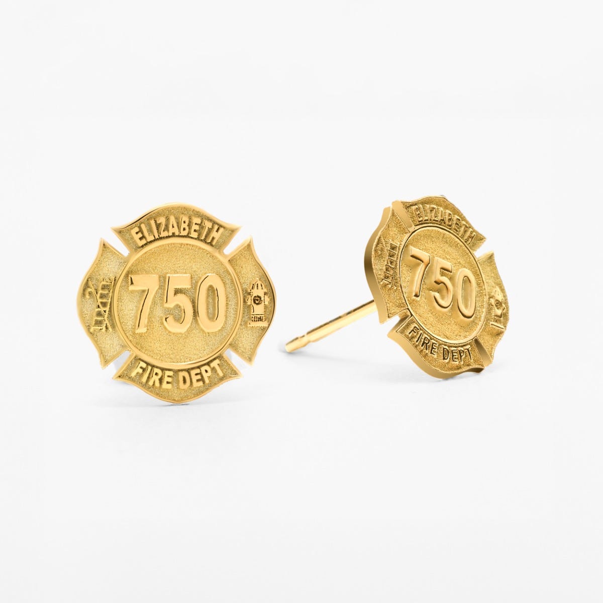 Personalized Fire Badge Earrings with Your Number & Department