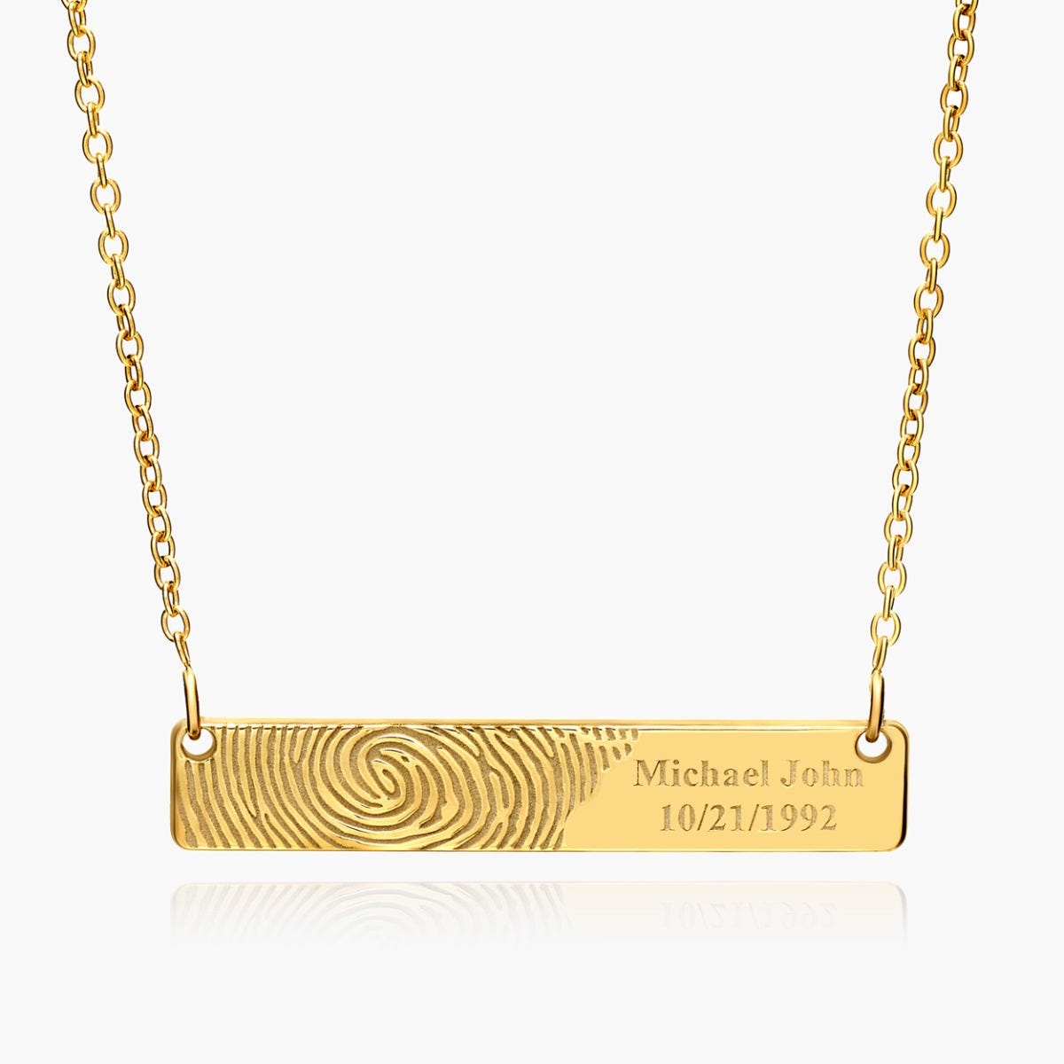Custom Fingerprint Horizontal Bar Necklace