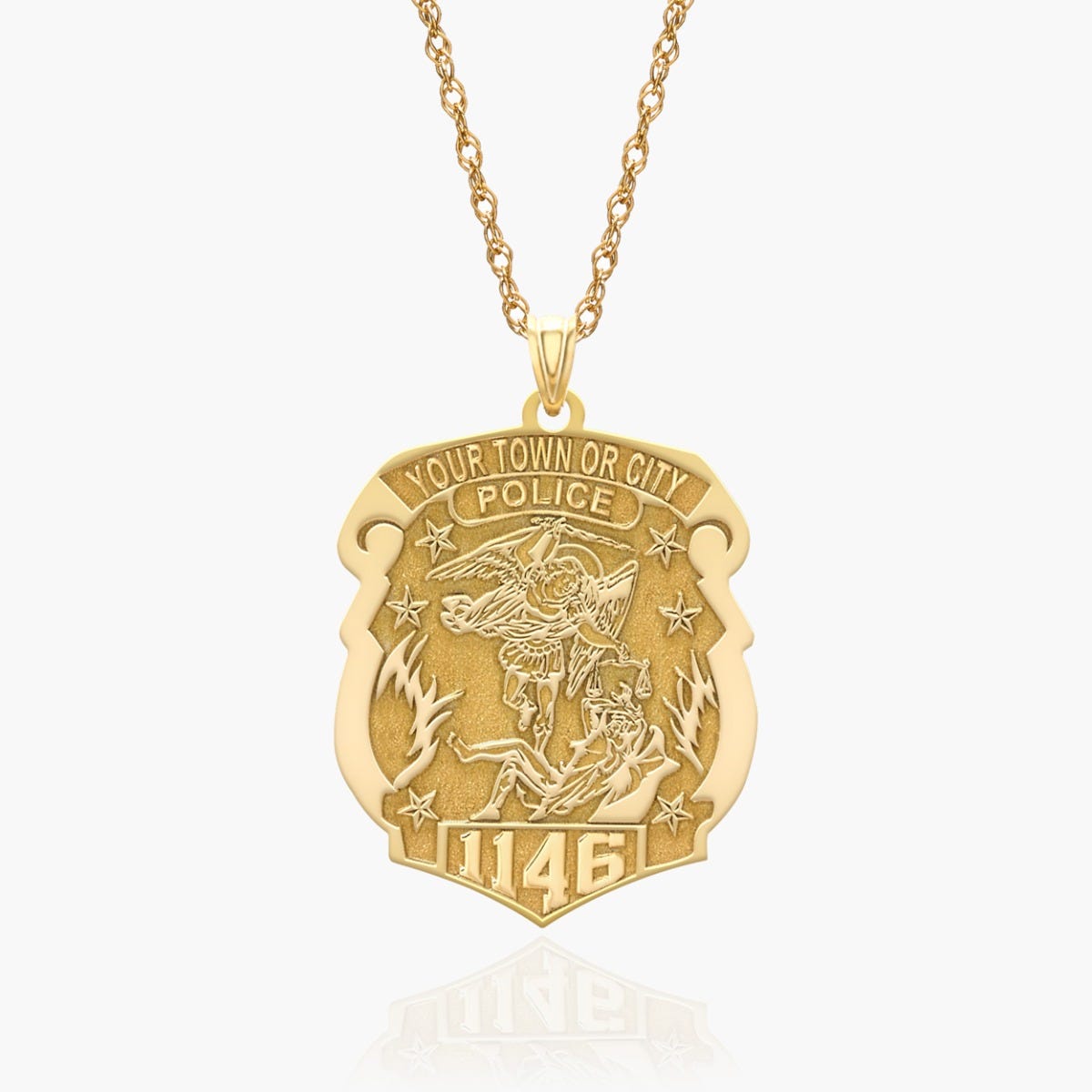 Saint Michael Personalized Police Badge with Department & Badge Number
