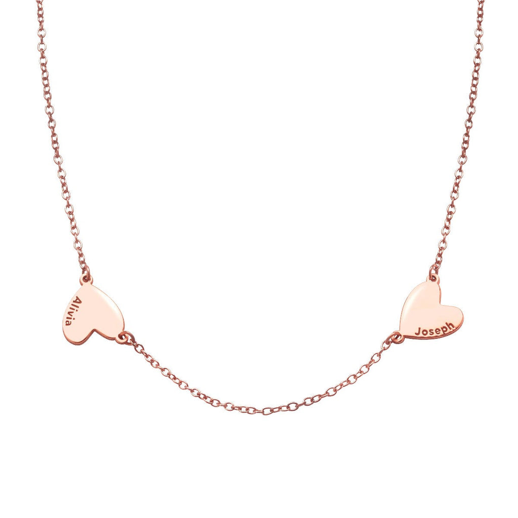Multiple Heart Charm Necklace With Names