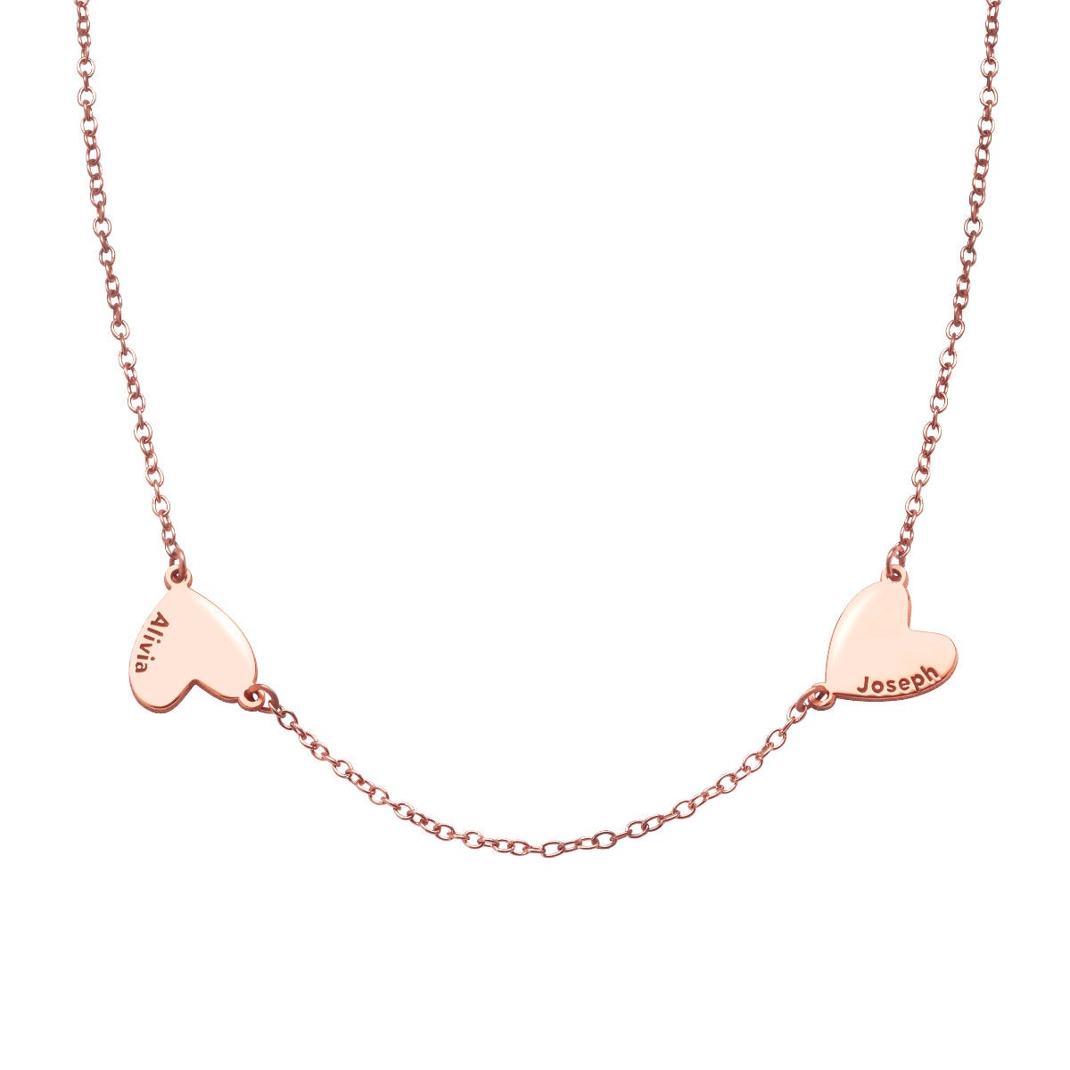 Multiple Heart Charm Necklace With Names