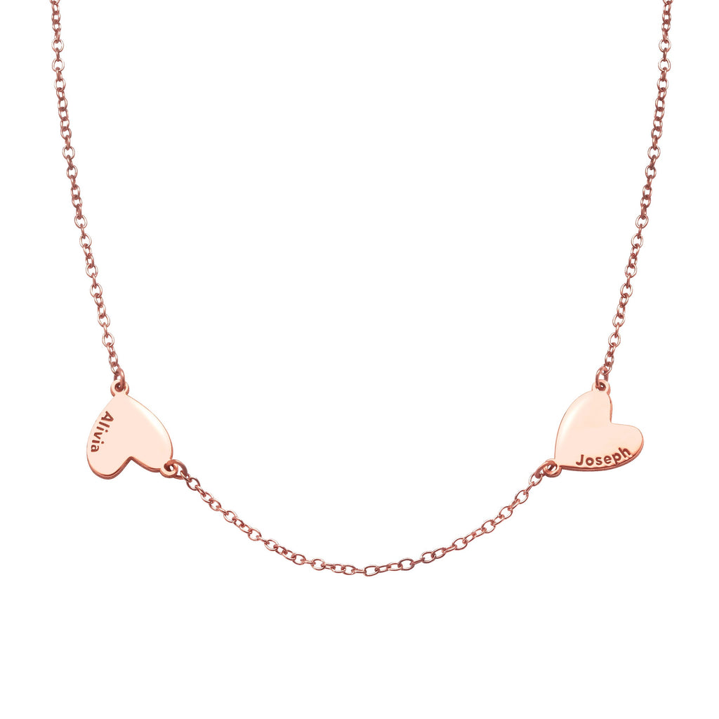 Multiple Heart Charm Necklace With Names