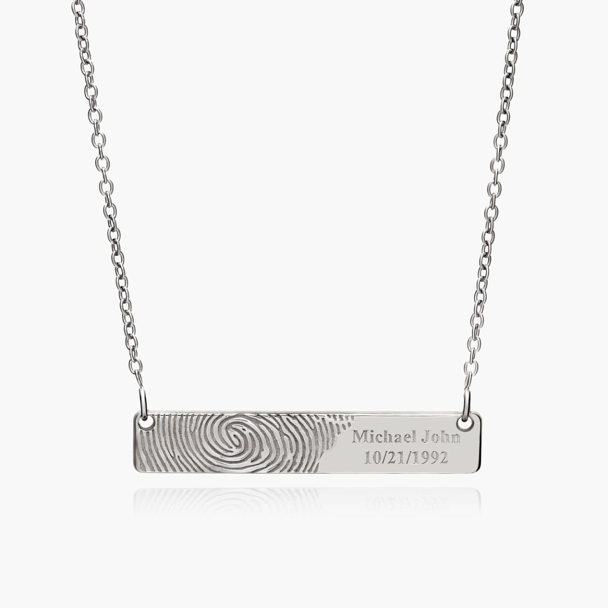Custom Fingerprint Horizontal Bar Necklace