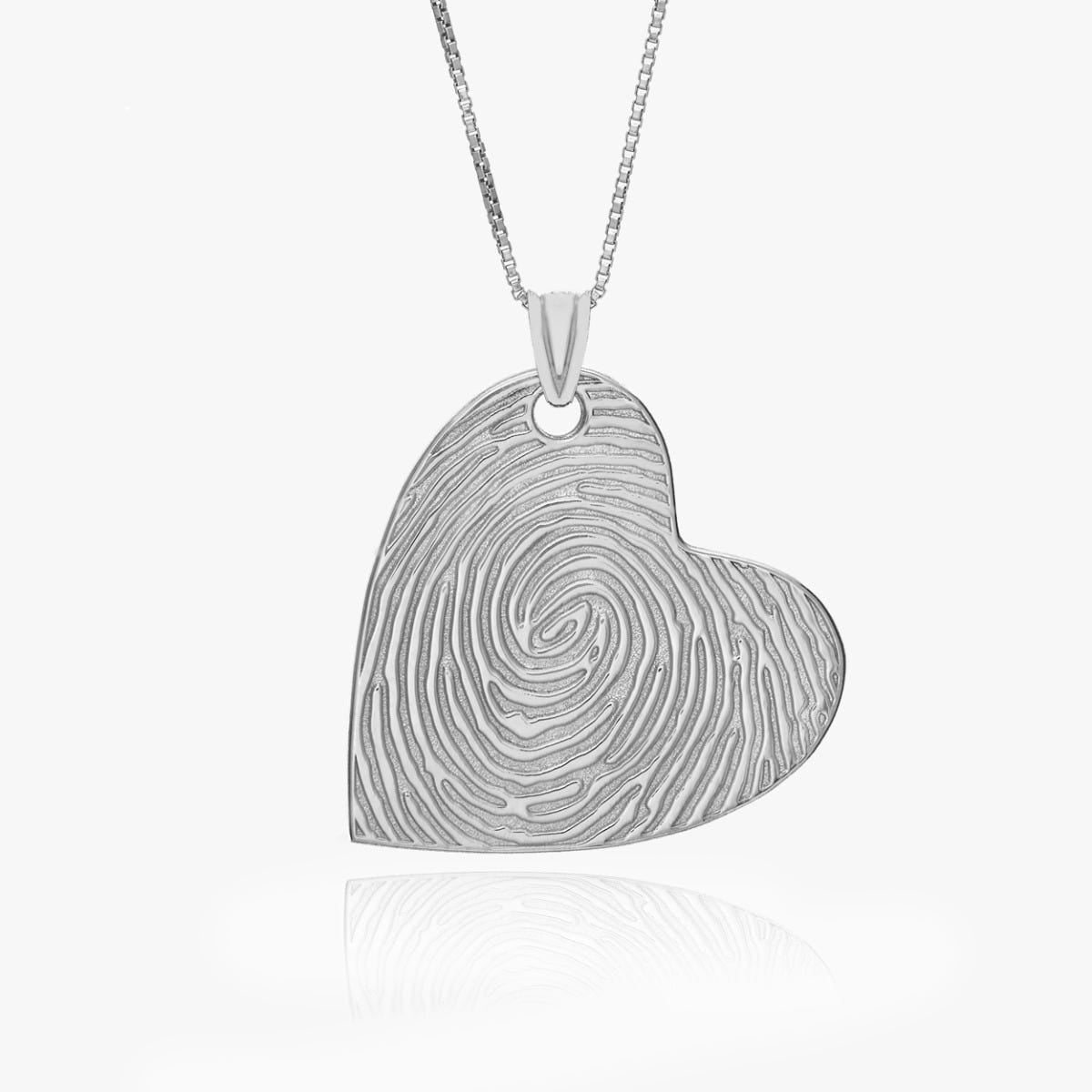 Custom Fingerprint Sideways Heart Charm or Pendant
