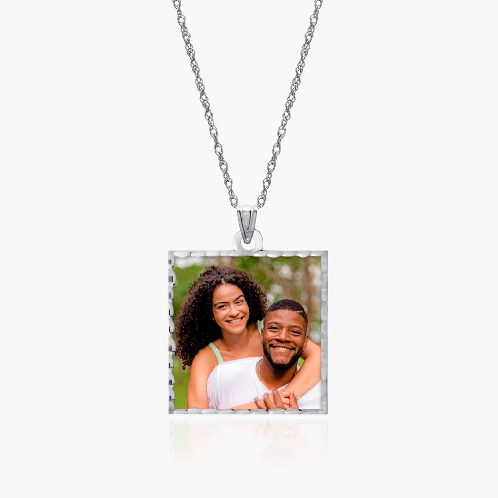 Square Pendant with Diamond Cut Edge Photo Pendant Charm