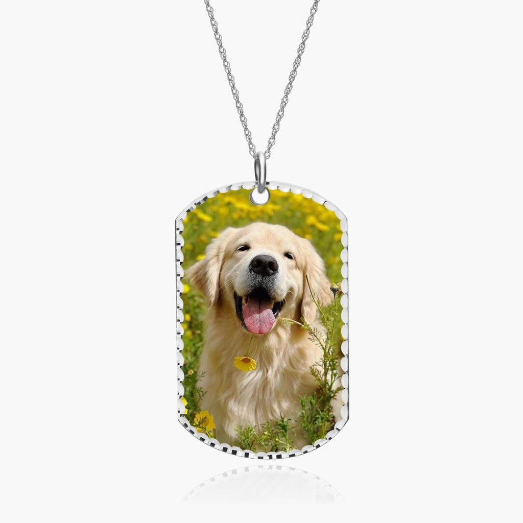 Sterling Silver Dog Tag Swivel Photo Pendant