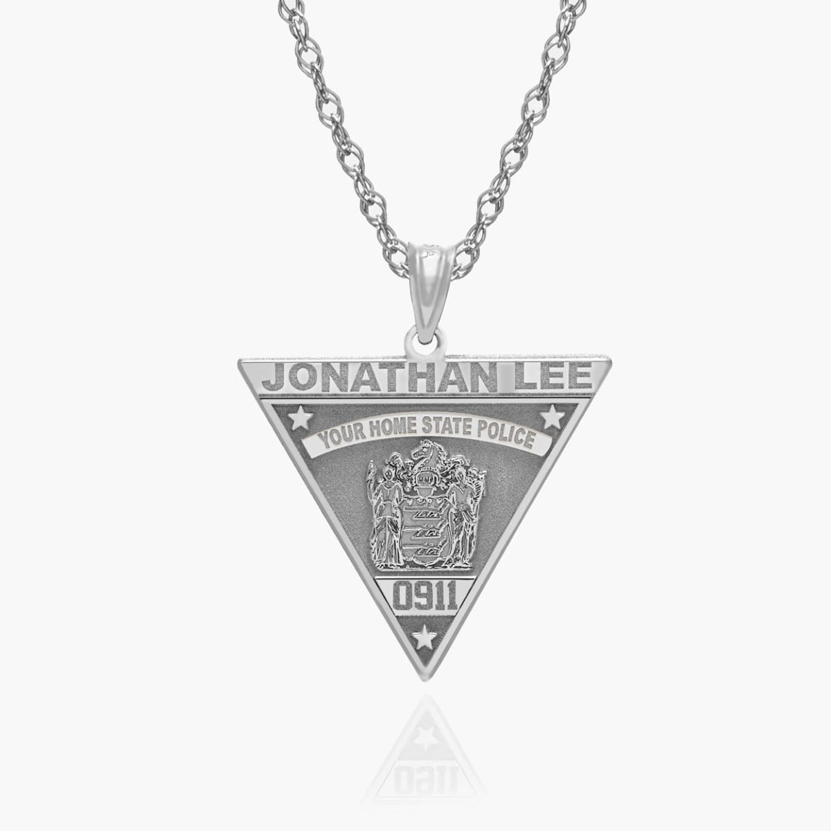 Personalized Triangle Shape State Police Badge with Your Name & Badge Number