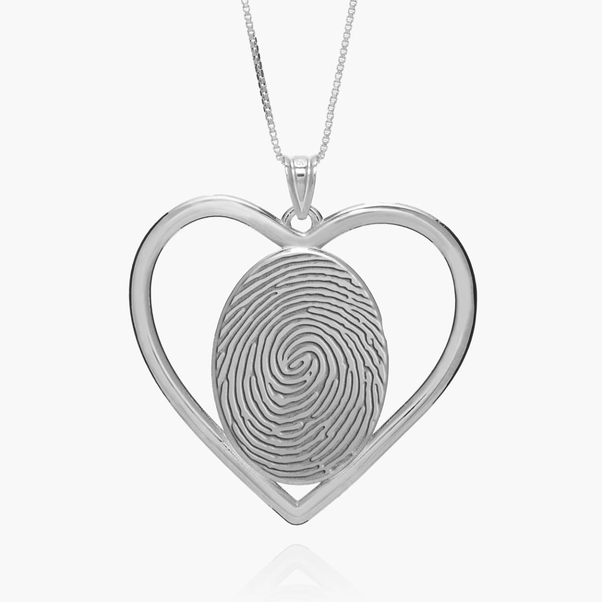 Custom Fingerprint 3D Heart Pendant