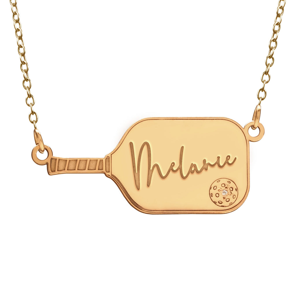 Personalized CZ Pickleball Pendant with Name