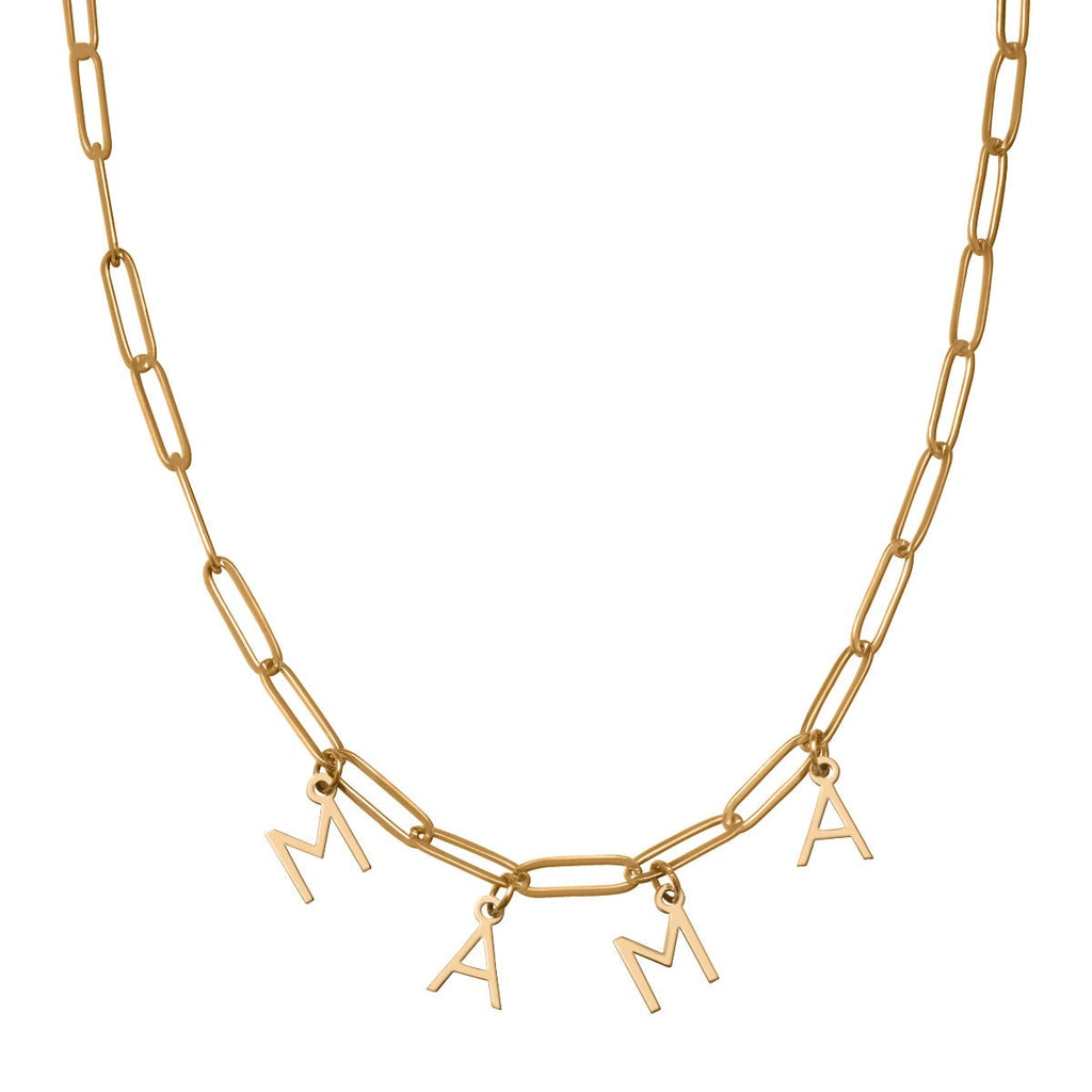 Mama Initial Paperclip Necklace
