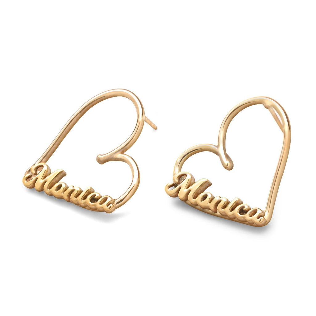 Heart Name Script Earrings