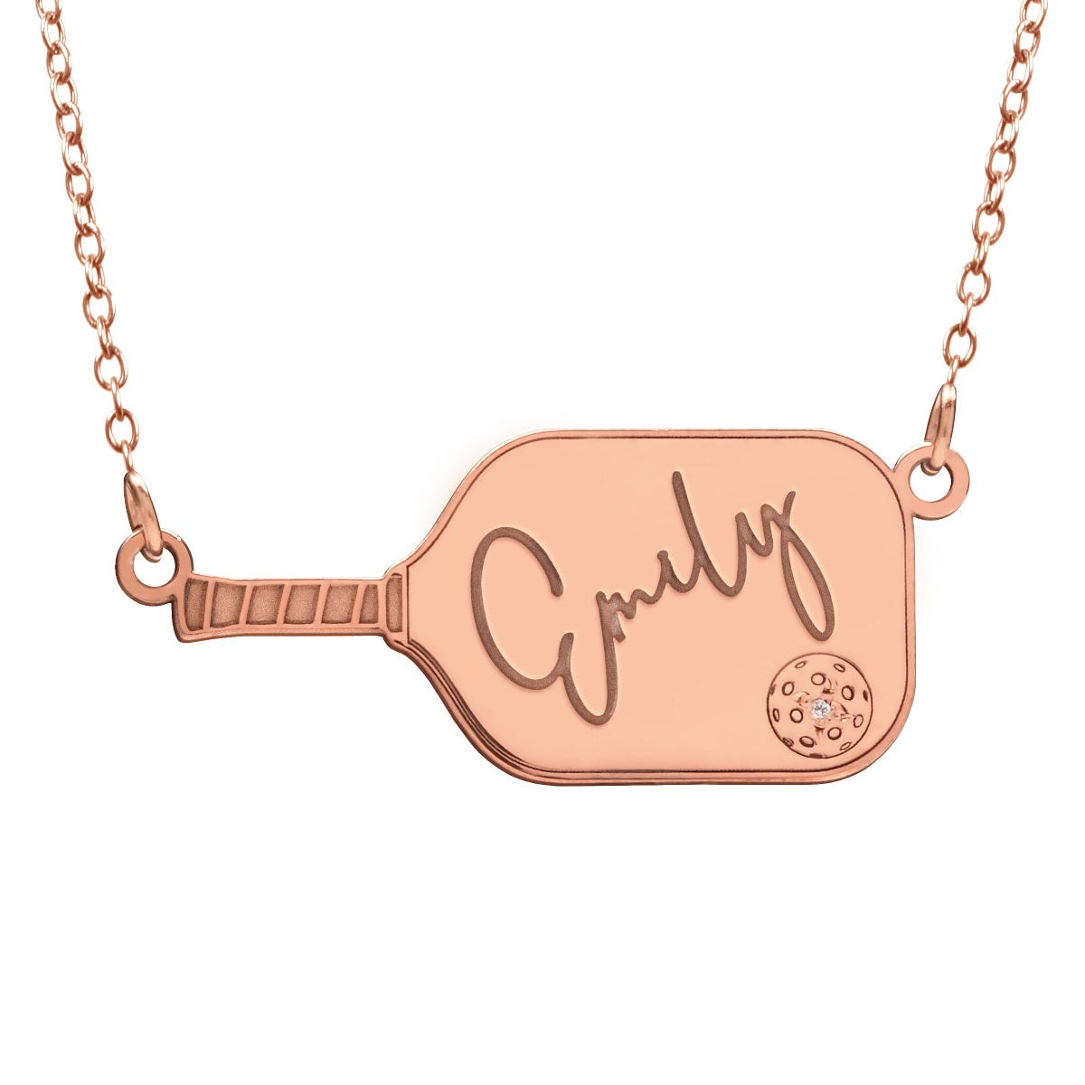 Personalized CZ Pickleball Pendant with Name