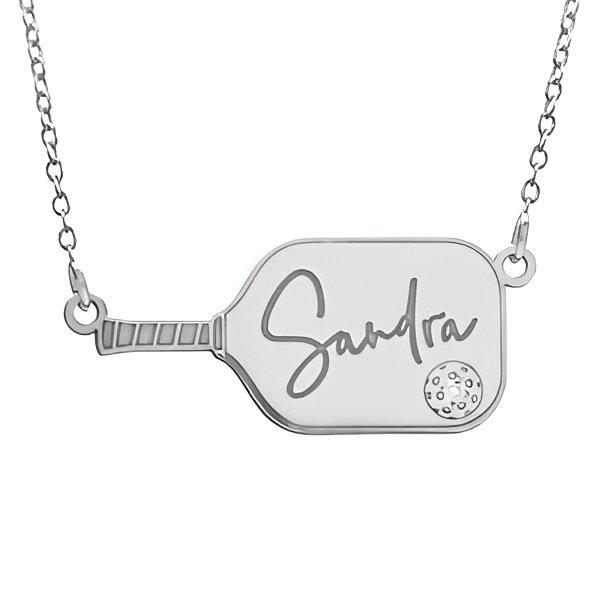 Personalized CZ Pickleball Pendant with Name