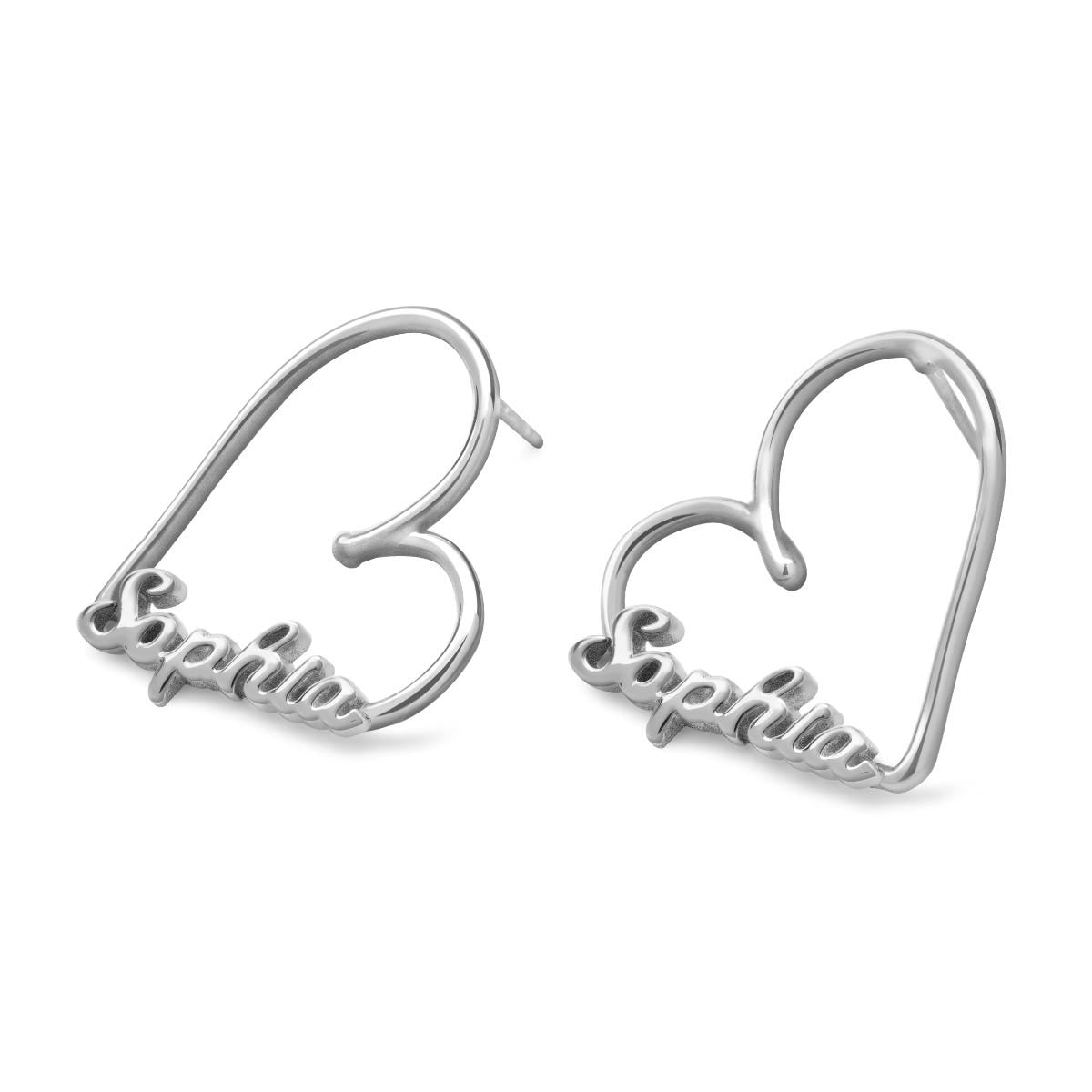 Heart Name Script Earrings