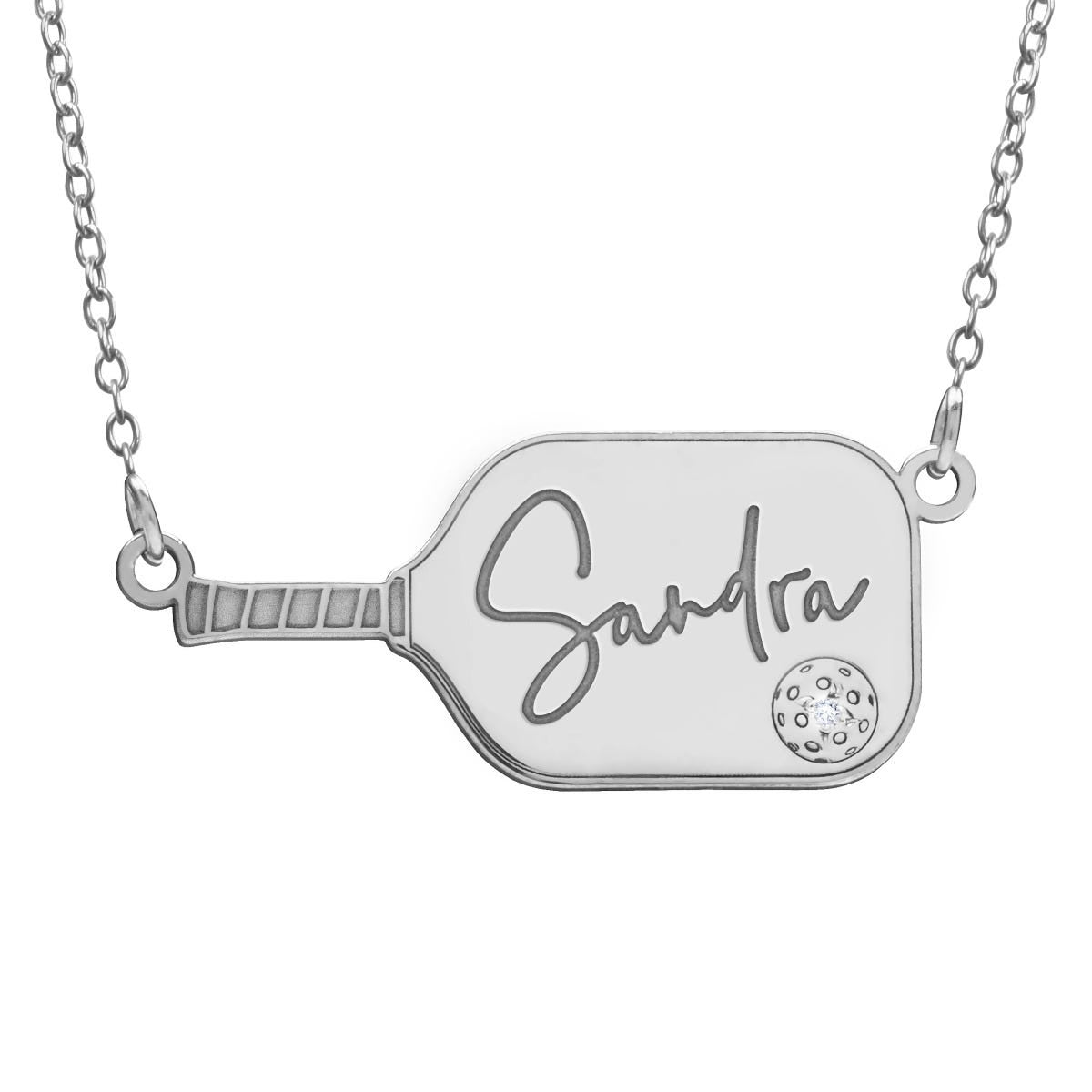 Personalized CZ Pickleball Pendant with Name