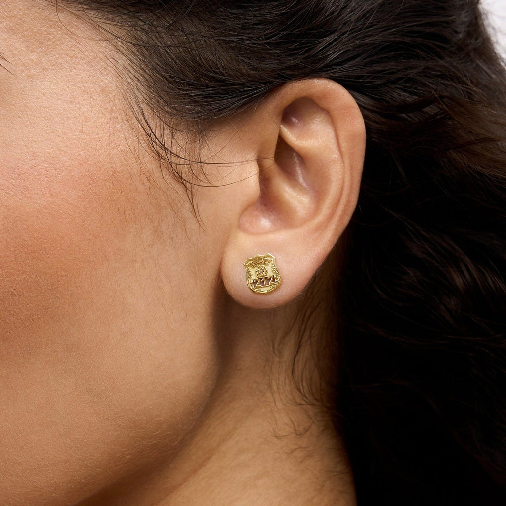 Personalized Police Badge Earrings with Your Number & Department