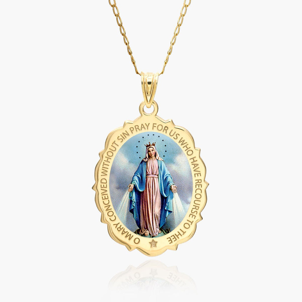 Miraculous Medal Scalloped Oval Color "EXCLUSIVE"