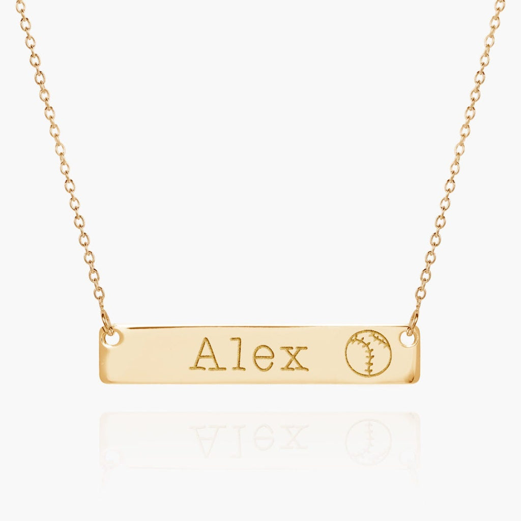 Personalized Horizontal Softball Name Bar w/ Adjustable Chain
