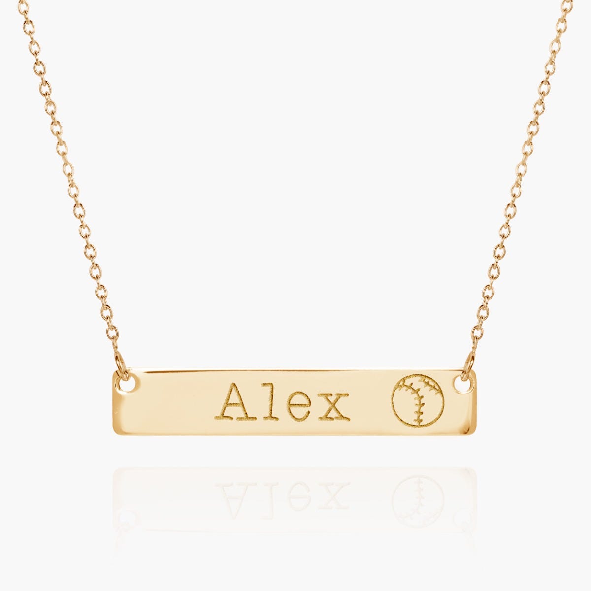 Personalized Horizontal Softball Name Bar w/ Adjustable Chain