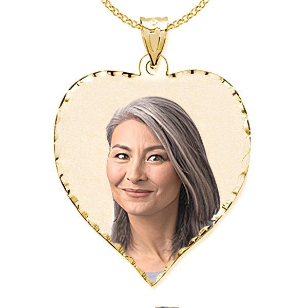Memorial Heart Photo Pendant/Charm with Diamond Cut Edge