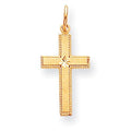14k Gold Satin w/ Diamond Cut Edge Cross Pendant