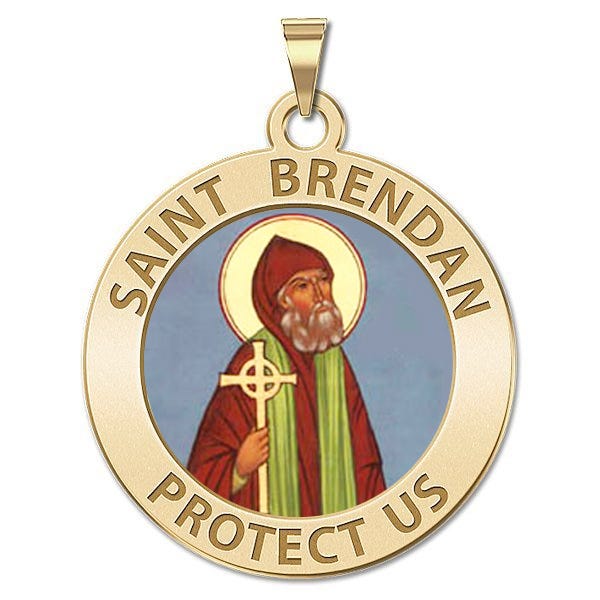 Saint Brendan Round Religious Color Medal - "EXCLUSIVE"