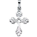 14K White Gold CROSS PENDANT W/DESIGN
