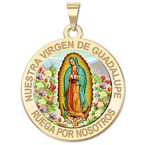 Nuestra Virgen De Guadalupe Round Color Religious Medal  "EXCLUSIVE"