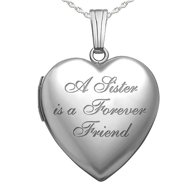 Silver A Sister is a Forever Friend Heart Photo Locket