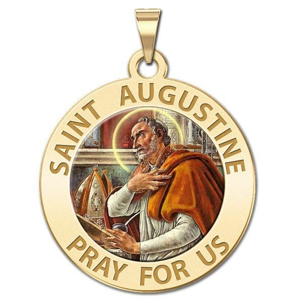 Saint Augustine of Hippo Round Color Religious Medal