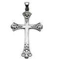 14K White Gold Ornate-Tip Cross Pendant