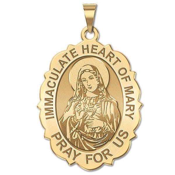 Immaculate Heart of Mary Scalloped Oval Religious Medal "EXCLUSIVE"