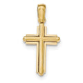 14K Gold Polished Beveled Stick Cross w/frame Pendant
