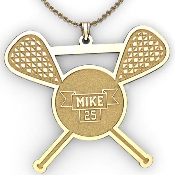 Personalized Lacrosse Pendant with Name & Number