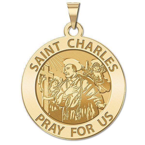 Saint Charles Borromeo w/ Angels Round Religious Medal