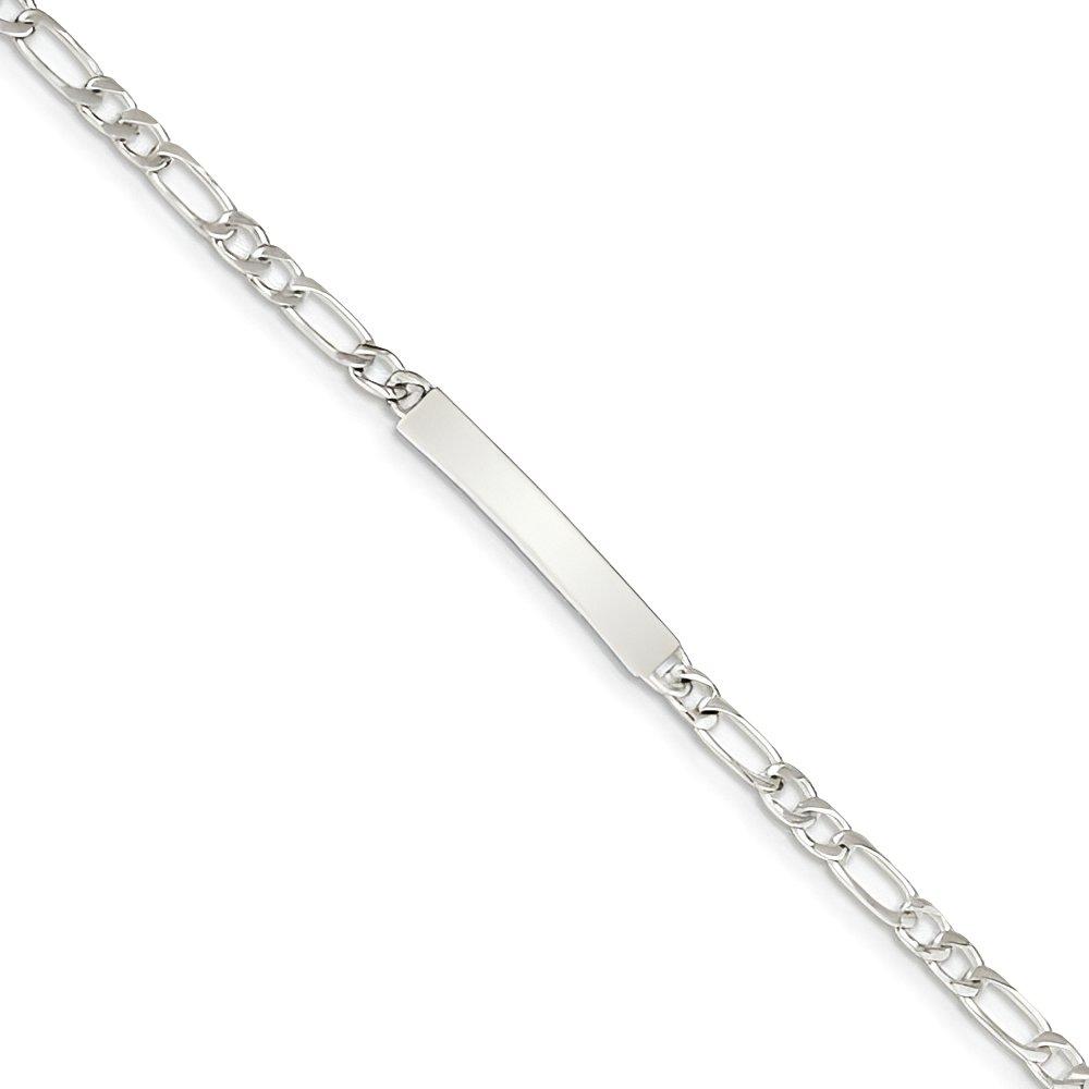 Custom Engraved Sterling Silver Women's Figaro Link ID Bracelet