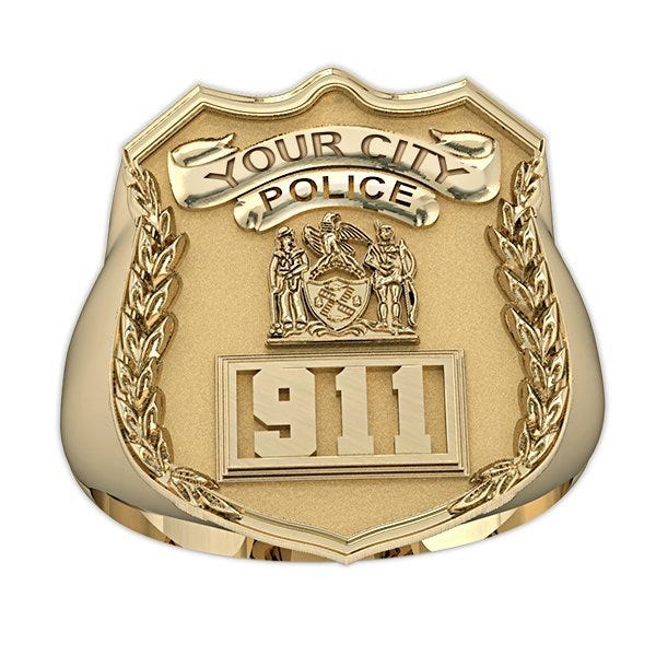Personalized Police Badge Ring with Badge Number & Department