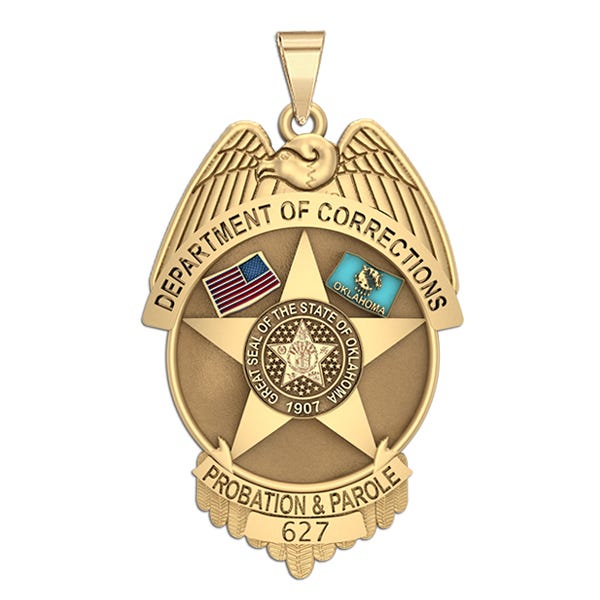 Personalized Oklahoma Corrections Badge with Your Rank and Number