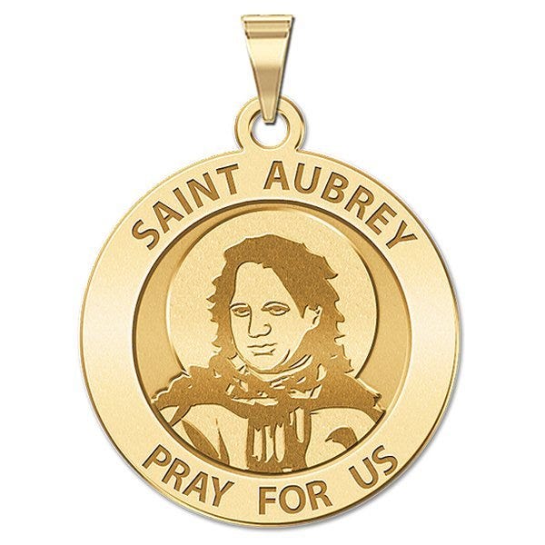 Saint Aubrey Round Religious Medal "EXCLUSIVE"