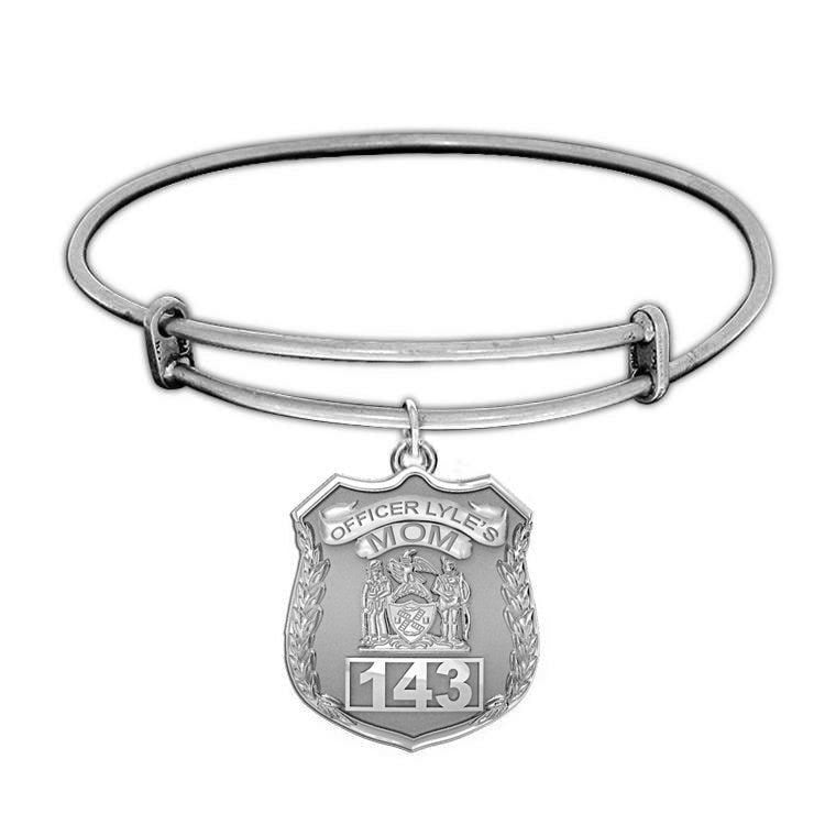 Police Mom Personalized Police Badge with Officer's Name & Number Expandable Bracelet