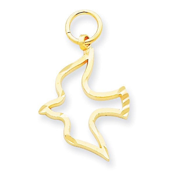 14k Yellow Gold Satin & Diamond -Cut Dove Charm