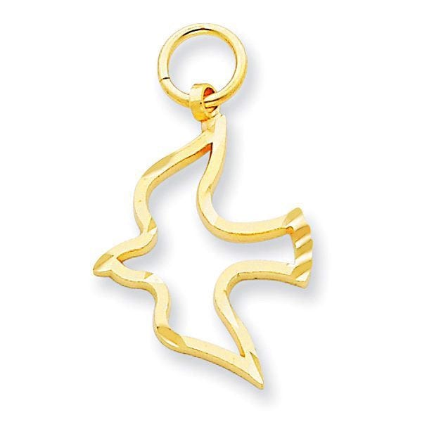 14k Yellow Gold Satin & Diamond -Cut Dove Charm