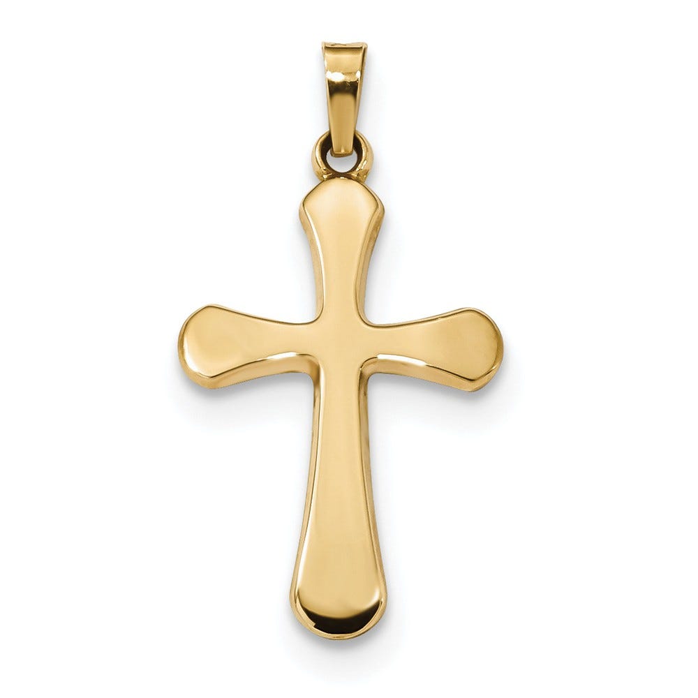 14k  Polished Rounded Cross Pendant