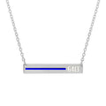 Personalized Horizontal Thin Blue Line Police Necklace with 18" Chain