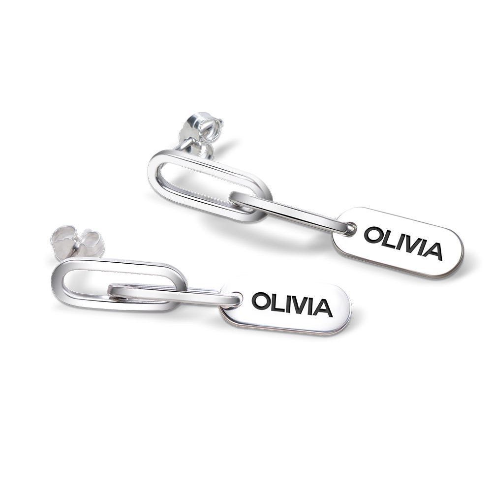 Exclusive Personalized Paperclip Chain Name Earrings