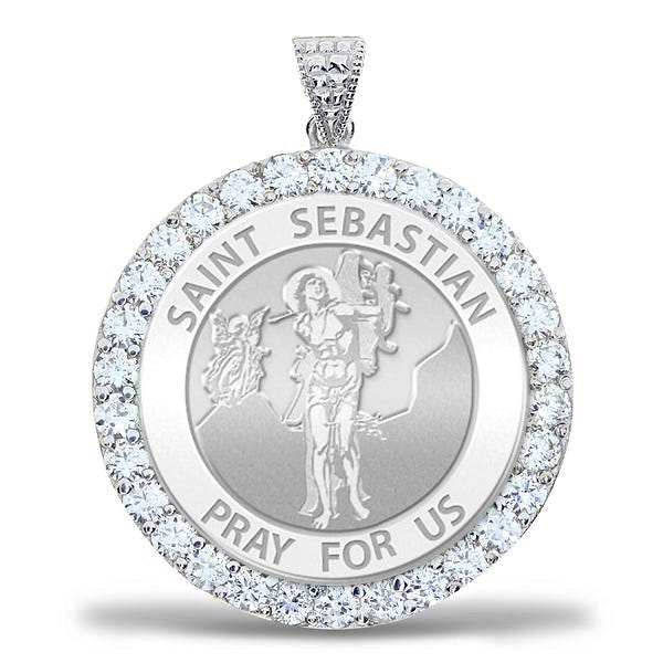 Saint Sebastian CZ Religious Round Medal
