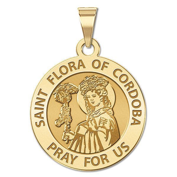 Saint Flora of Cordoba Round Religious Medal  "EXCLUSIVE"